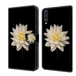 For Samsung Galaxy A50 Crystal 3D Shockproof Protective Leather Phone Case(White Flower)