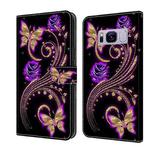 For Samsung Galaxy S8+ Crystal 3D Shockproof Protective Leather Phone Case(Purple Flower Butterfly)