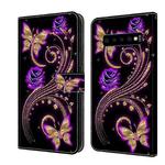 For Samsung Galaxy S10 Crystal 3D Shockproof Protective Leather Phone Case(Purple Flower Butterfly)