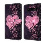 For Samsung Galaxy S10+ Crystal 3D Shockproof Protective Leather Phone Case(Lace Love)