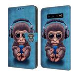 For Samsung Galaxy S10+ Crystal 3D Shockproof Protective Leather Phone Case(Orangutan)