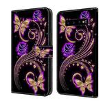 For Samsung Galaxy S10+ Crystal 3D Shockproof Protective Leather Phone Case(Purple Flower Butterfly)