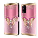 For Samsung Galaxy S20 FE Crystal 3D Shockproof Protective Leather Phone Case(Pink Bottom Butterfly)