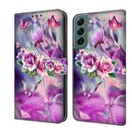 For Samsung Galaxy S22+ Crystal 3D Shockproof Protective Leather Phone Case(Butterfly)