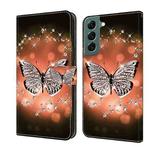 For Samsung Galaxy S22+ Crystal 3D Shockproof Protective Leather Phone Case(Crystal Butterfly)