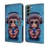 For Samsung Galaxy S22+ Crystal 3D Shockproof Protective Leather Phone Case(Orangutan)