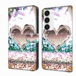 For Samsung Galaxy S23 Crystal 3D Shockproof Protective Leather Phone Case(Pink Diamond Heart)