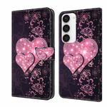 For Samsung Galaxy S23 Crystal 3D Shockproof Protective Leather Phone Case(Lace Love)