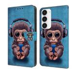 For Samsung Galaxy S23 Crystal 3D Shockproof Protective Leather Phone Case(Orangutan)