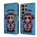 For Samsung Galaxy S23 Ultra Crystal 3D Shockproof Protective Leather Phone Case(Orangutan)