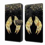 For Samsung Galaxy S23+ Crystal 3D Shockproof Protective Leather Phone Case(Golden Wings)