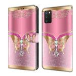 For Samsung Galaxy A03s Crystal 3D Shockproof Protective Leather Phone Case(Pink Bottom Butterfly)