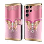 For Samsung Galaxy S23 FE 5G Crystal 3D Shockproof Protective Leather Phone Case(Pink Bottom Butterfly)