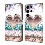 For Samsung Galaxy S23 FE 5G Crystal 3D Shockproof Protective Leather Phone Case(Pink Diamond Heart)