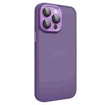 For iPhone 14 Pro All-inclusive TPU Edge Acrylic Back Phone Case with Lens Film(Deep Purple)