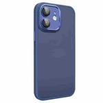 For iPhone 12 All-inclusive TPU Edge Acrylic Back Phone Case with Lens Film(Navy Blue)