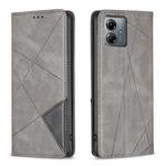 For Motorola Moto G14 4G Rhombus Texture Magnetic Leather Phone Case(Grey)