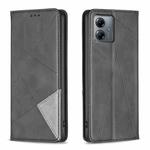 For Motorola Moto G14 4G Rhombus Texture Magnetic Leather Phone Case(Black)