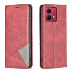 For Motorola Moto G84 5G Rhombus Texture Magnetic Leather Phone Case(Red)