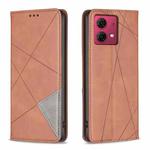 For Motorola Moto G84 5G Rhombus Texture Magnetic Leather Phone Case(Brown)