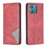 For Motorola Edge 40 Neo Rhombus Texture Magnetic Leather Phone Case(Red)