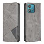 For Motorola Edge 40 Neo Rhombus Texture Magnetic Leather Phone Case(Grey)