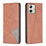 For Motorola Moto G54 5G EU Edition Rhombus Texture Magnetic Leather Phone Case(Brown)