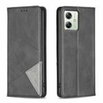 For Motorola Moto G54 5G EU Edition Rhombus Texture Magnetic Leather Phone Case(Black)