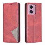For Motorola Moto G34 5G Rhombus Texture Magnetic Leather Phone Case(Red)