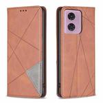 For Motorola Moto G34 5G Rhombus Texture Magnetic Leather Phone Case(Brown)