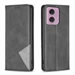 For Motorola Moto G34 5G Rhombus Texture Magnetic Leather Phone Case(Black)
