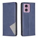 For Motorola Moto G34 5G Rhombus Texture Magnetic Leather Phone Case(Blue)