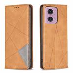 For Motorola Moto G24 Rhombus Texture Magnetic Leather Phone Case(Yellow)