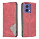 For Motorola Moto G85 Rhombus Texture Magnetic Leather Phone Case(Red)