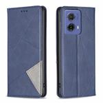 For Motorola Moto G85 Rhombus Texture Magnetic Leather Phone Case(Blue)