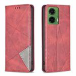 For Motorola Moto G35 Rhombus Texture Magnetic Leather Phone Case(Red)