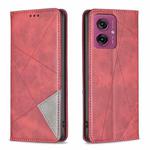 For Motorola Moto G55 Rhombus Texture Magnetic Leather Phone Case(Red)