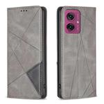 For Motorola Moto G55 Rhombus Texture Magnetic Leather Phone Case(Grey)