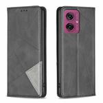 For Motorola Moto G55 Rhombus Texture Magnetic Leather Phone Case(Black)