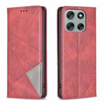 For Motorola Moto G56 5G Rhombus Texture Magnetic Leather Phone Case(Red)