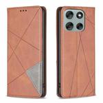 For Motorola Moto G56 5G Rhombus Texture Magnetic Leather Phone Case(Brown)