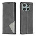 For Motorola Moto G56 5G Rhombus Texture Magnetic Leather Phone Case(Black)