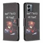 For Motorola Moto G14 4G Colored Drawing Pattern Leather Phone Case(Bear)