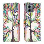 For Motorola Moto G14 4G Colored Drawing Pattern Leather Phone Case(Tree Life)