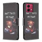 For Motorola Moto G84 5G Colored Drawing Pattern Leather Phone Case(Bear)