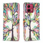 For Motorola Moto G84 5G Colored Drawing Pattern Leather Phone Case(Tree Life)