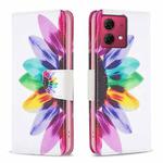 For Motorola Moto G84 5G Colored Drawing Pattern Leather Phone Case(Sun Flower)