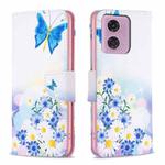 For Motorola Moto G34 5G Colored Drawing Pattern Leather Phone Case(Butterfly Love)