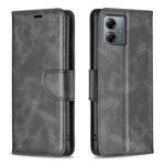 For Motorola Moto G14 4G Lambskin Texture Pure Color Flip Leather Phone Case(Black)