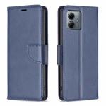 For Motorola Moto G14 4G Lambskin Texture Pure Color Flip Leather Phone Case(Blue)